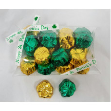 Shamrocks foiled in a clear box